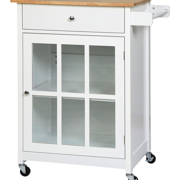 White Rubber Wood - Adjustable Shelf for Varying Items - Cooking Area - Extra Countertop for Food Prep