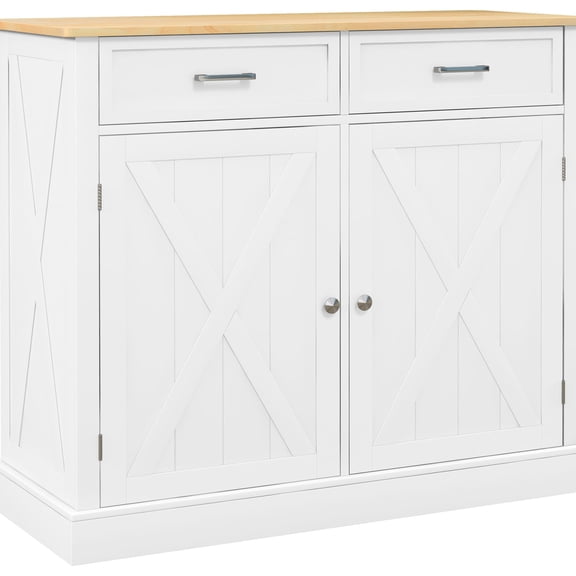 White Rubberwood - Extendable Countertop for Meal Prep - Kitchen or Dining Room - Compact and Spacious Storage