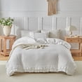 thumbnail image 1 of White Ruffle Duvet Cover Set Queen Size, Double Layer Ruffle Trim, Hidden Zipper & Corner Ties, Soft Washed Microfiber Bedding Set with 1 Duvet Cover and 2 Pillow Shams, 1 of 6