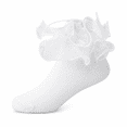 thumbnail image 1 of White Ruffle Socks Girls Socks Double Big Lace Socks Comfortable Frilly Pageant Dress Princess Style Socks Kids, 1 of 6