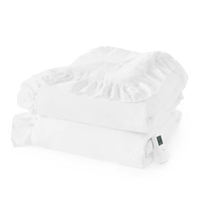 White Ruffled Electric Quilt Cover – 90" x 90" Heated Bedding Set with Remote Control, Soft Cotton Fabric for Twin/Full Size Bed