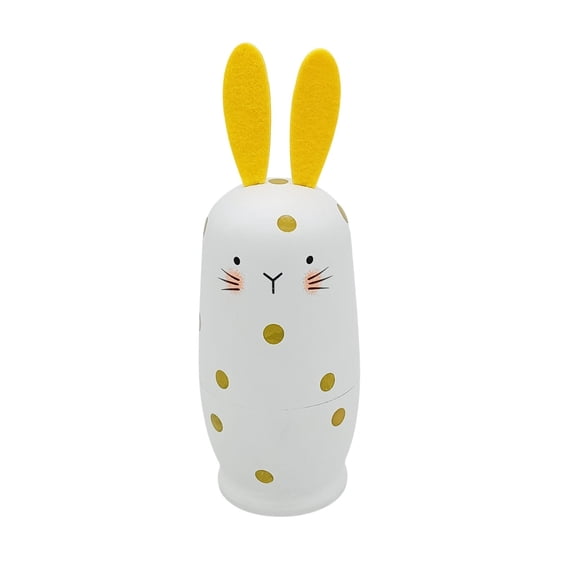 Russian Matryoshka Easter Four Tier White Rabbit Set Handcrafted Artisan Toy Rabbit Doll Children's Day Gift 2.8 x 2.8 x 5.7 inches Plastic