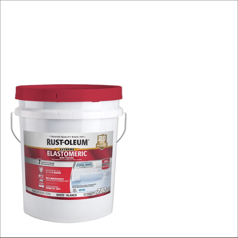 Rust-Oleum 301994 Elastomeric Roof Coating - 4.75 Gal, White, For Metal Roofs