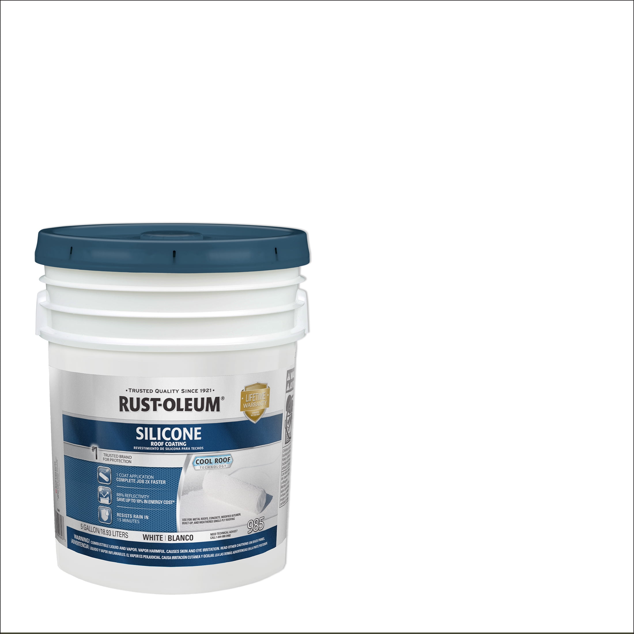 White, Rust-Oleum 985 Silicone Roof Coating - 363840, 5 Gallon- 1 Pack