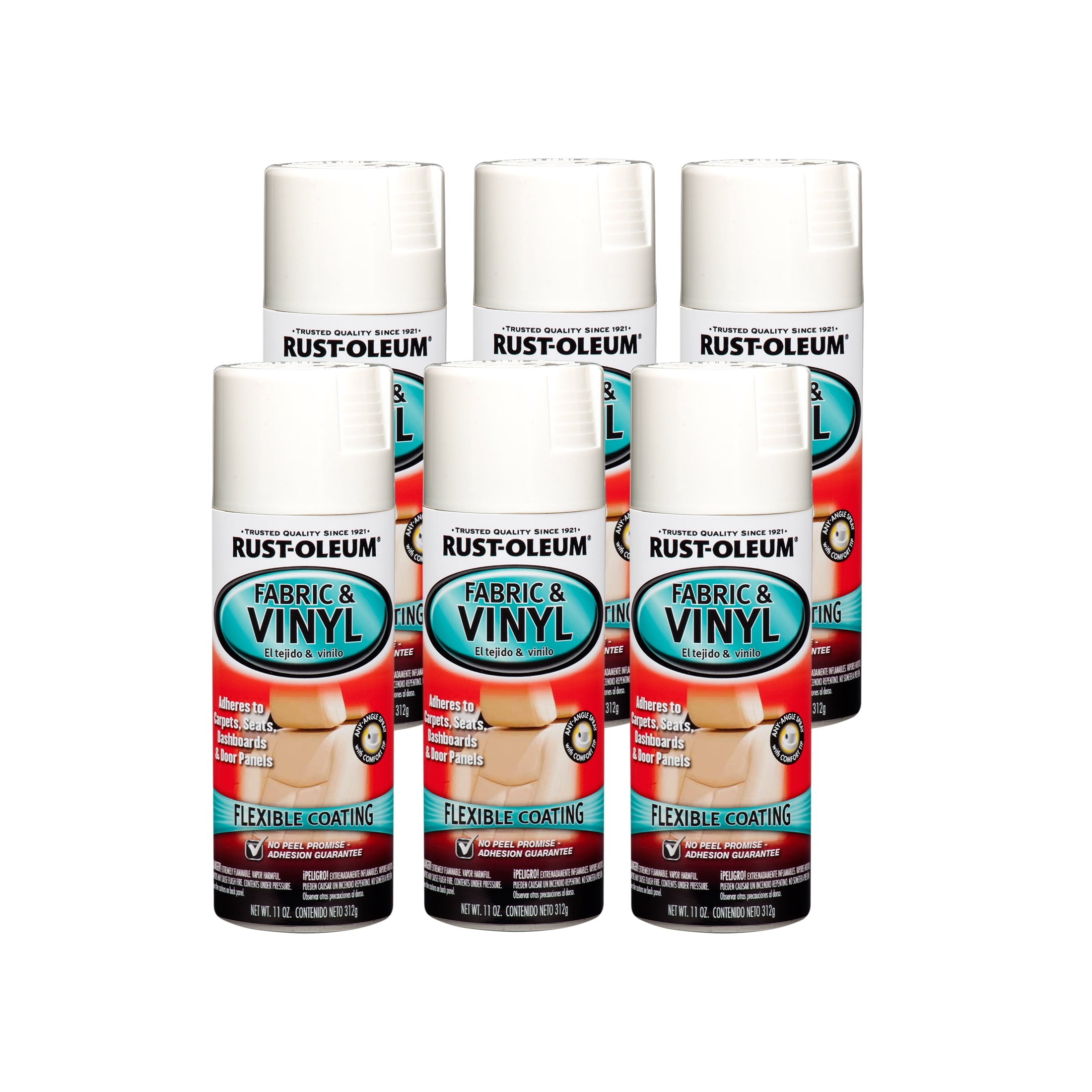 6 Pack, White, Rust-Oleum Automotive Fabric and Vinyl Gloss Spray Paint-248922, 11 oz
