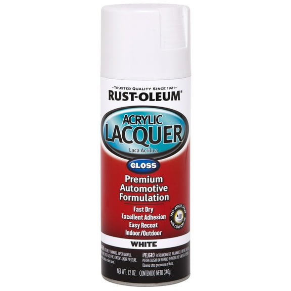 White, Rust-Oleum Automotive Gloss Acrylic Lacquer-353364, 12 oz