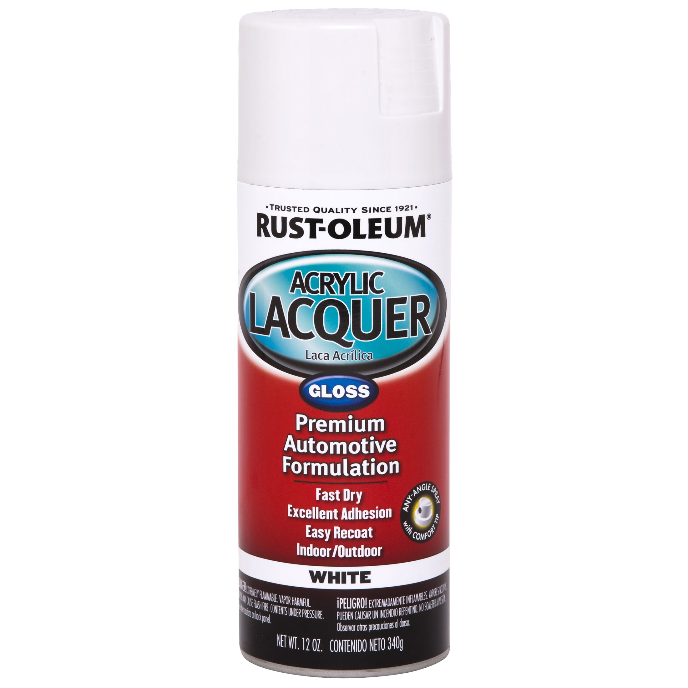 6 Pack, White, Rust-Oleum Automotive Gloss Acrylic Lacquer Spray Paint-253364, 12 oz
