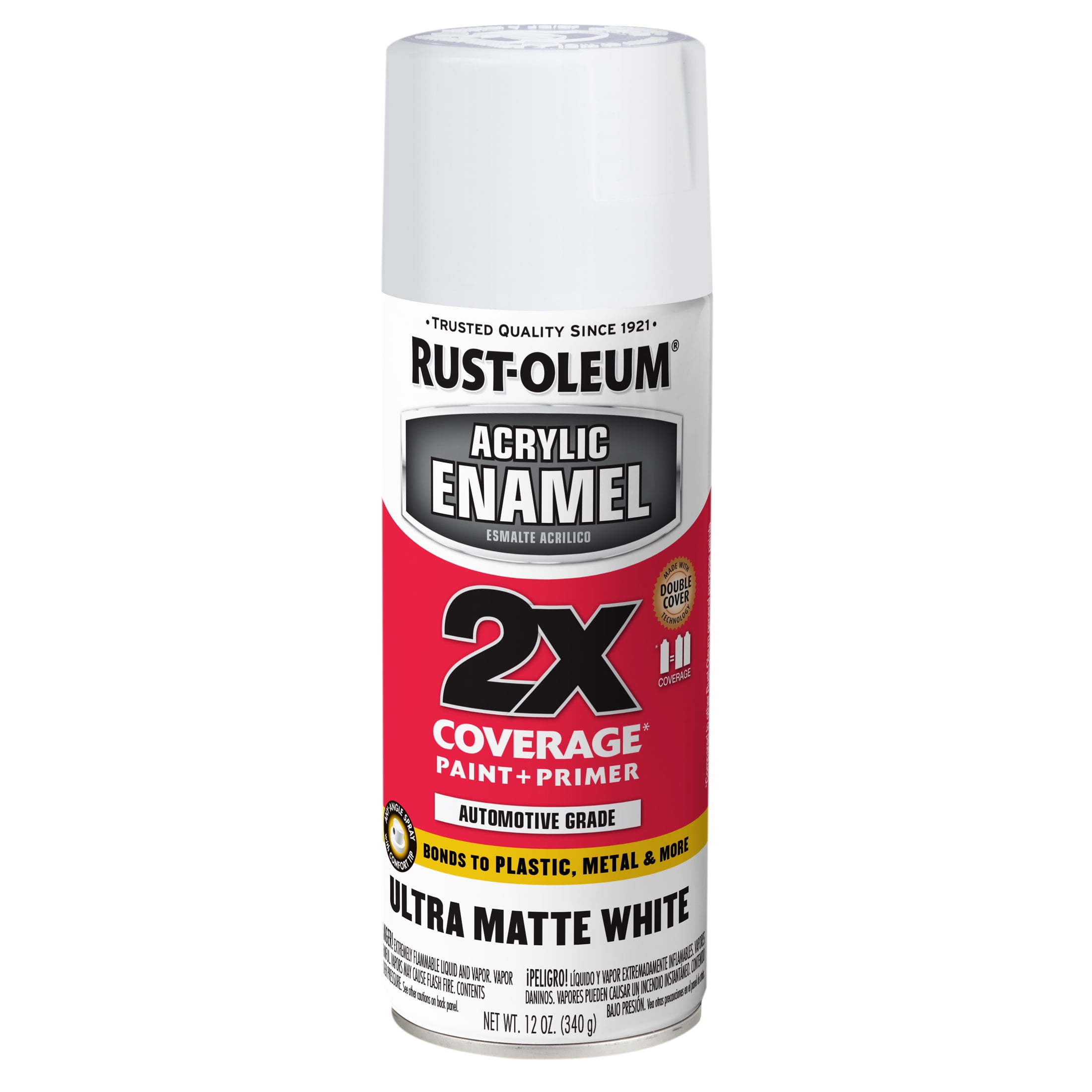 White, Rust-Oleum Automotive Ultra Cover 2X Ultra Matte Spray Paint-372700, 12 oz, 6 Pack