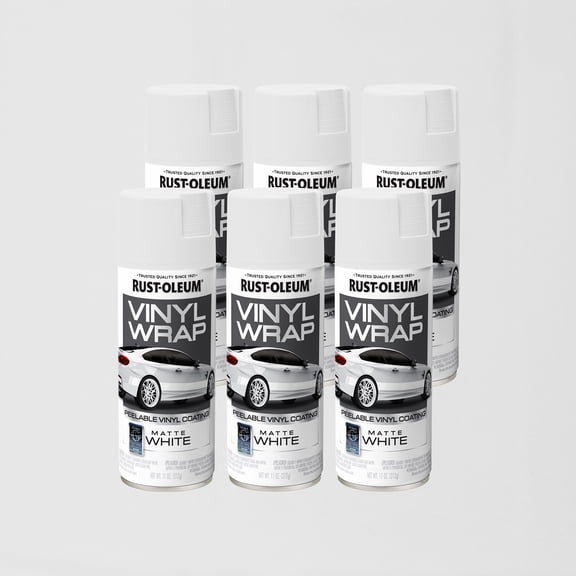 6 Pack, White, Rust-Oleum Automotive Vinyl Wrap Matte Spray Paint-372514, 11 oz
