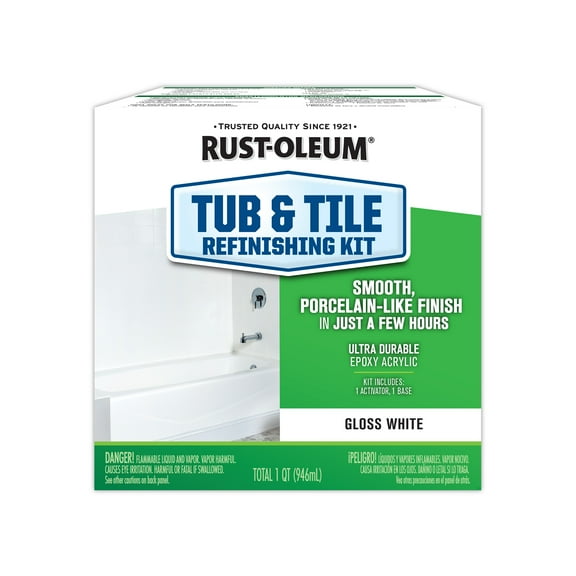 White, Rust-Oleum Gloss Tub & Tile Refinishing Kit- 384165