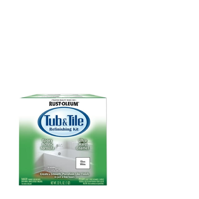 RustOleum Gloss Tub & Tile Refinishing Kit,WHITE Paint Repair, Epoxy