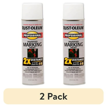(2 pack) White, Rust-Oleum Professional 2X Inverted Marking Spray Paint-266593, 15 oz