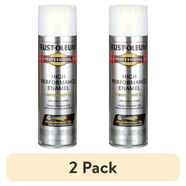(2 pack) White, Rust-Oleum Professional High Performance Gloss Enamel Spray Paint-7592838, 15 oz