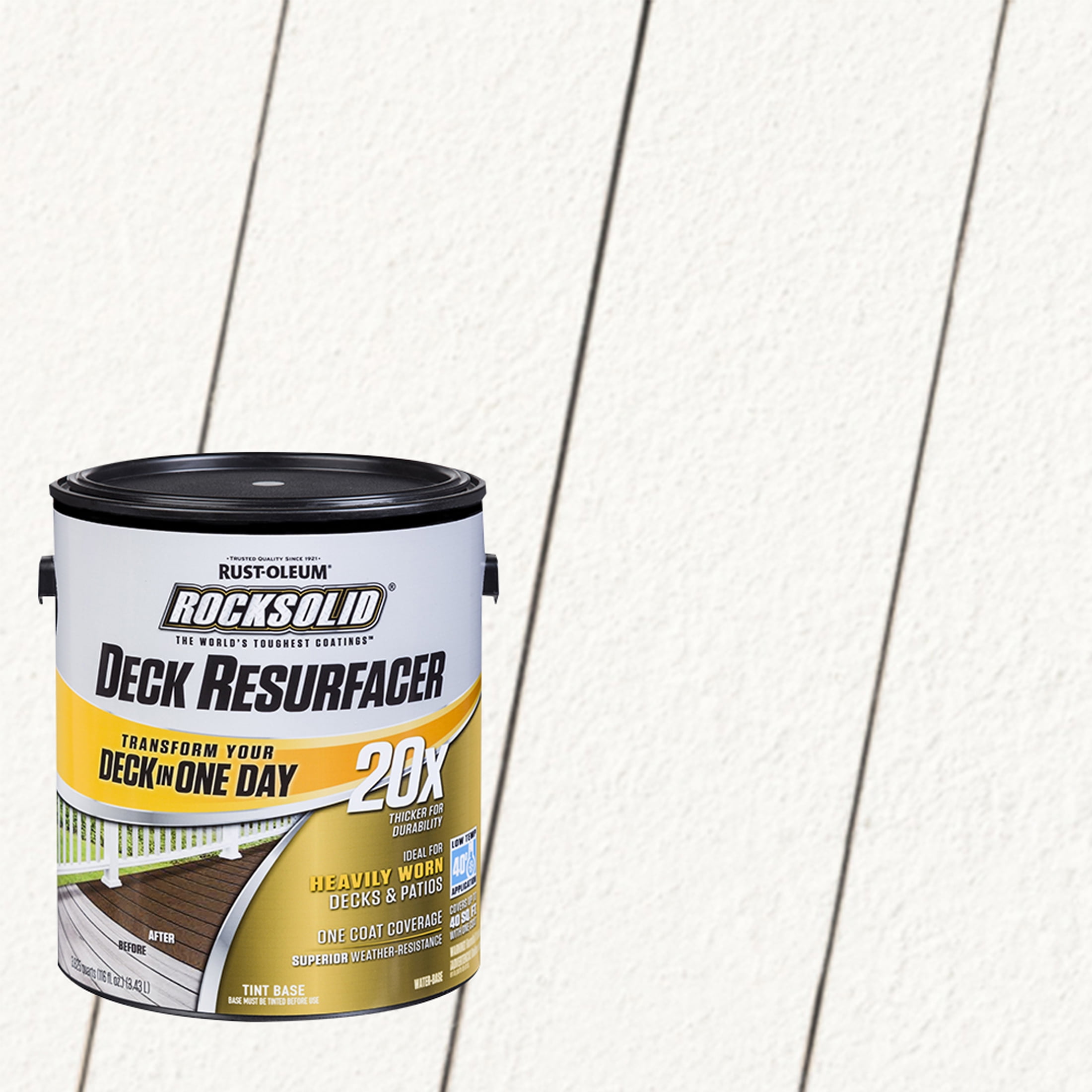 White, Rust-Oleum RockSolid 20X Exterior Wood Deck Resurfacer-319414T, Gallon