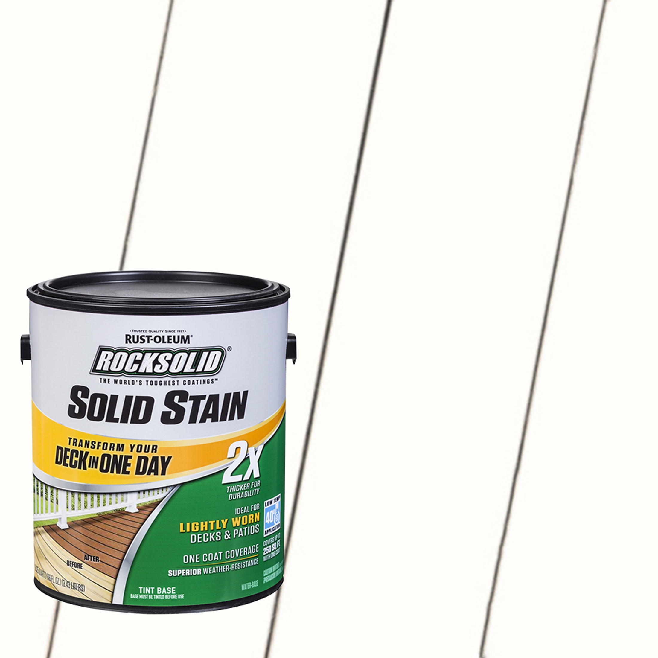White, Rust-Oleum RockSolid 2X Solid Exterior Wood Deck Stain-319789T, Gallon