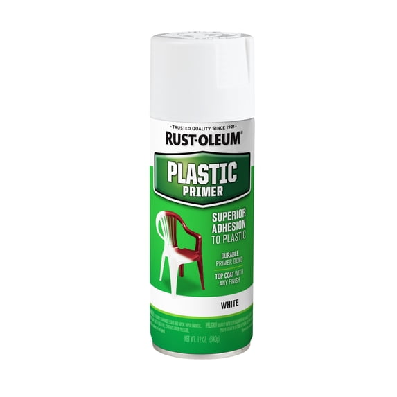 White, Rust-Oleum Specialty Plastic Primer Flat Spray Paint-209460, 12 oz
