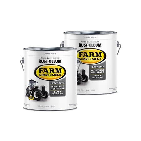 2 Pack, White, Rust-Oleum Specialty Gloss Farm and Implement Paint-280166, 1 gal