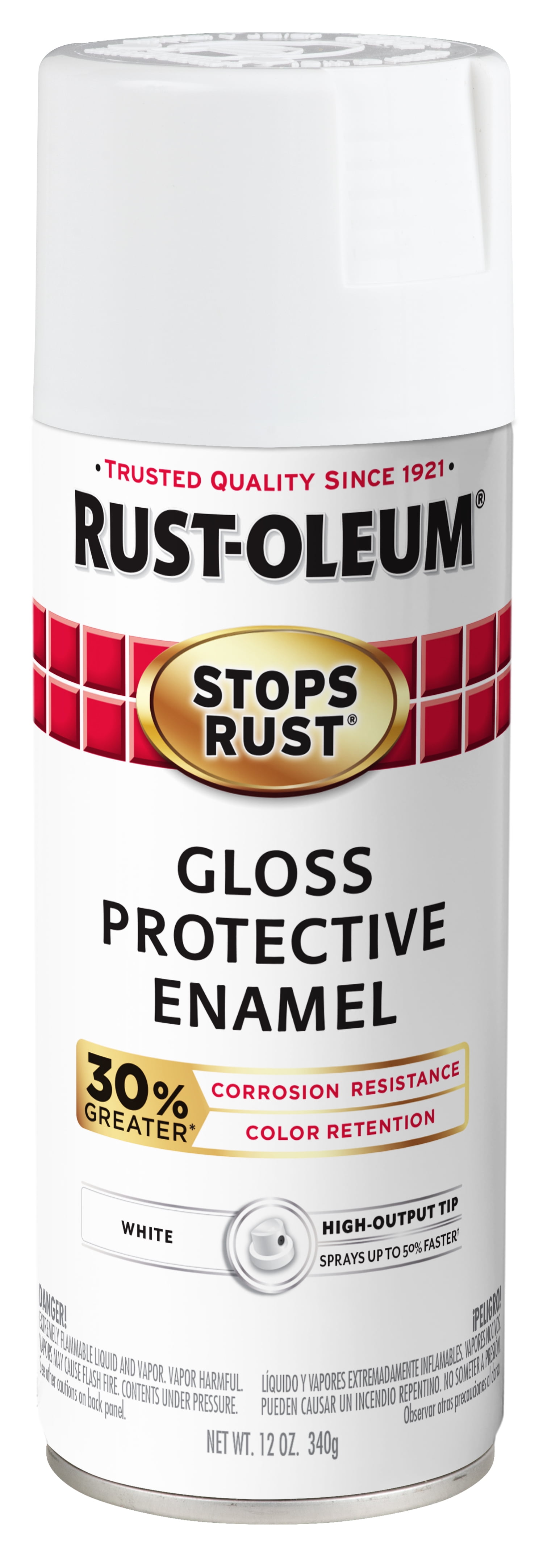 Rust-Oleum Stops Rust Advanced Gloss White Protective Enamel Spray Paint, 12 oz