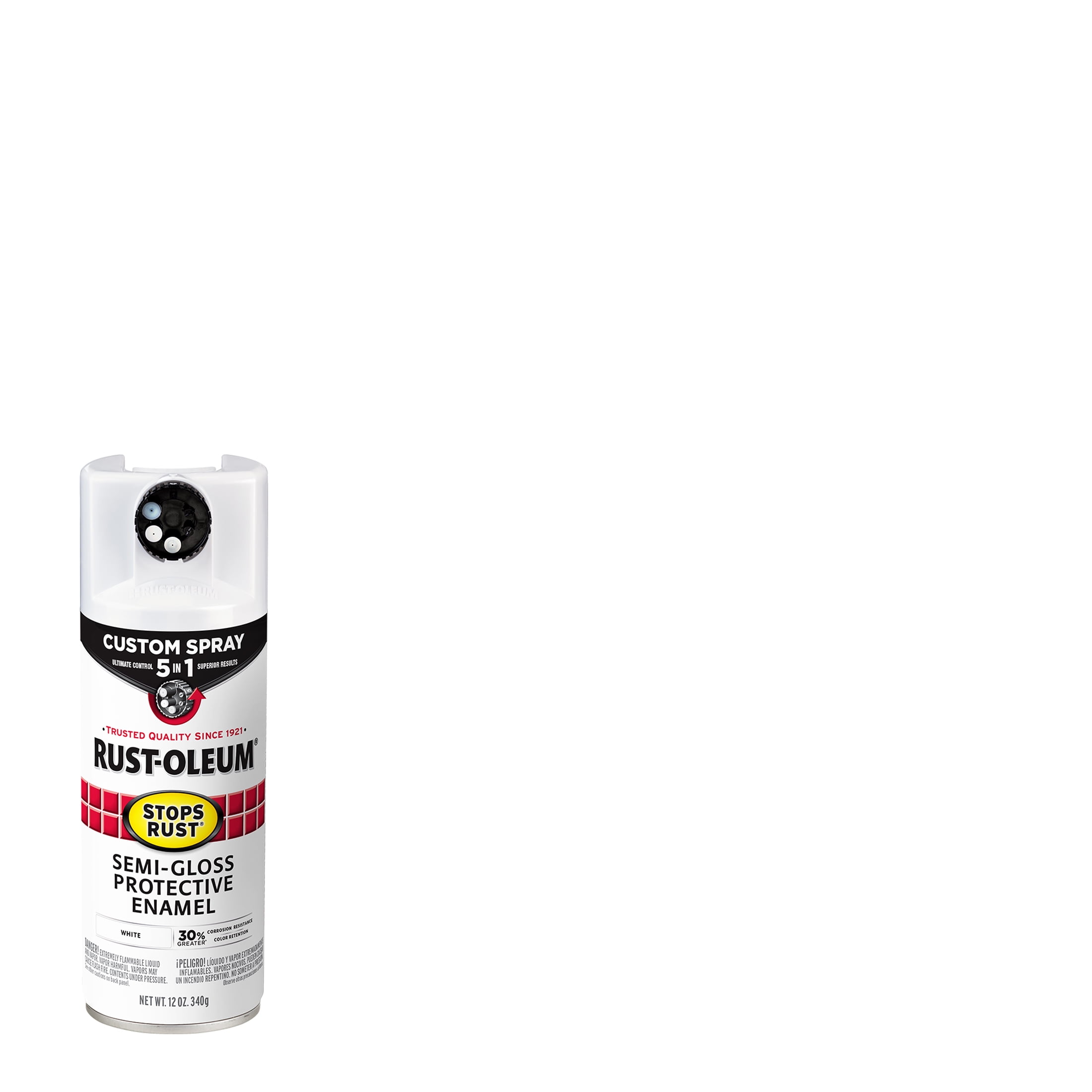 White, RustOleum Stops Rust Custom Sprays 5 in 1 SemiGloss Spray