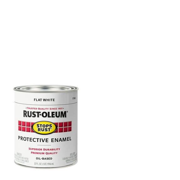 White, Rust-Oleum Stops Rust Flat Protective Enamel-7790502, Quart