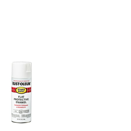White, Rust-Oleum Stops Rust Flat Protective Enamel Spray Paint-7790830, 12 oz