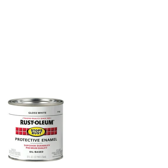 6 Pack, White, Rust-Oleum Stops Rust Gloss Protective Enamel- 7792730, 1/2 Pint