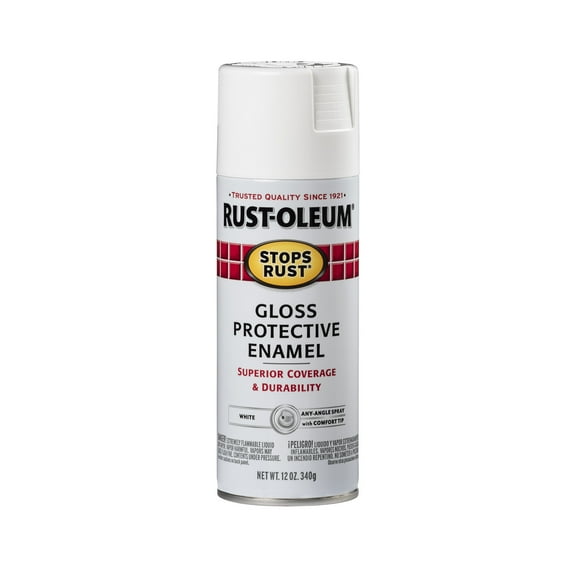 White, Rust-Oleum Stops Rust Protective Enamel Gloss Spray Paint-7792830, 12 oz