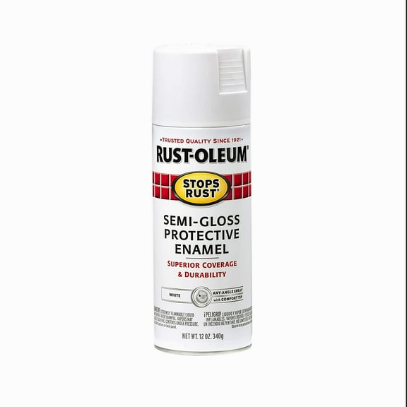 White, Rust-Oleum Stops Rust Semi-Gloss Protective Enamel Spray Paint-7797830, 12 oz