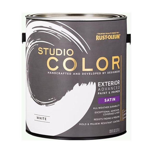 White, RustOleum Studio Color Advanced Paint + Primer Exterior Satin