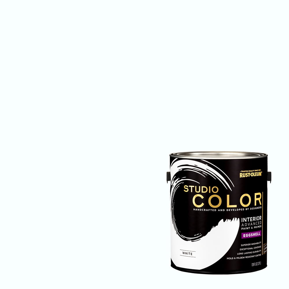 White, Rust-Oleum Studio Color Advanced Paint + Primer Interior Eggshell, Gallon, 2 Pack