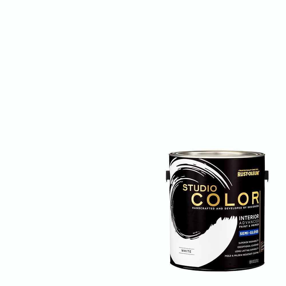 White, Rust-Oleum Studio Color Advanced Paint + Primer Interior Semi-Gloss, Gallon