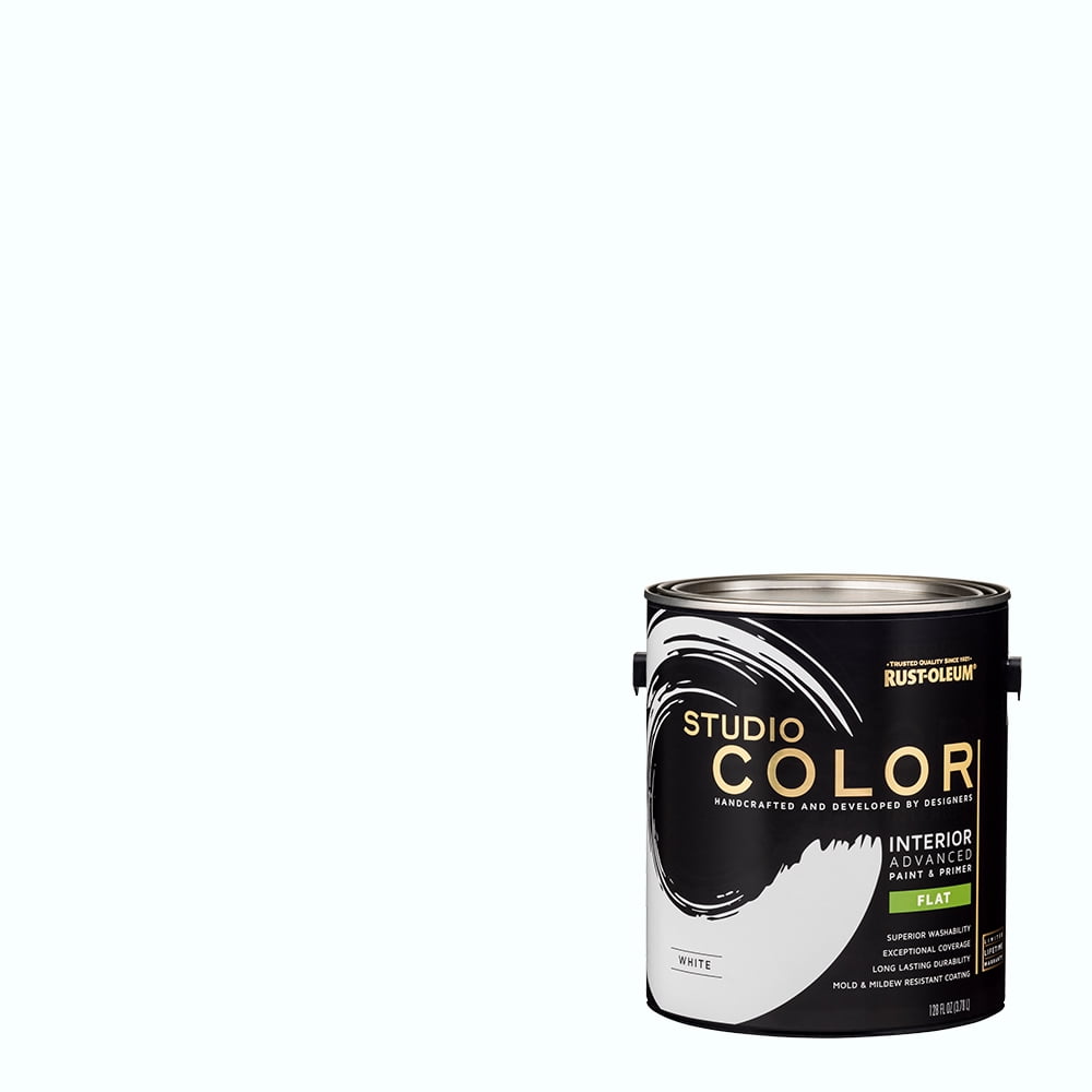 White, Rust-Oleum Studio Color Interior Paint + Primer, Flat Finish, Gallon