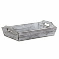 thumbnail image 1 of White Rustic Finish Wood Serving Tray with Handles, 1 of 4