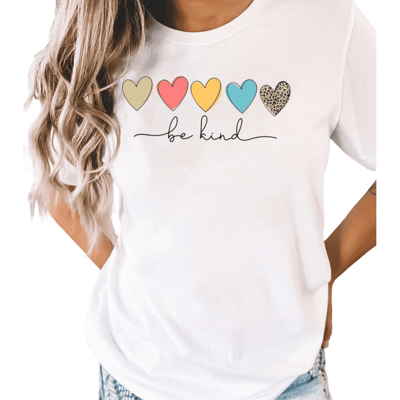 White S-5XL Concise Be Kind Leopard Print Tshirt Graphic Tees Shirts Kindness Aesthetic Tops