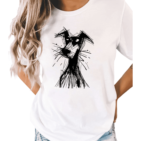 White S-5XL Sketchy Dog Print Tshirt Graphic Tees Shirts Kawaii Puppy Lover Fashion Tops