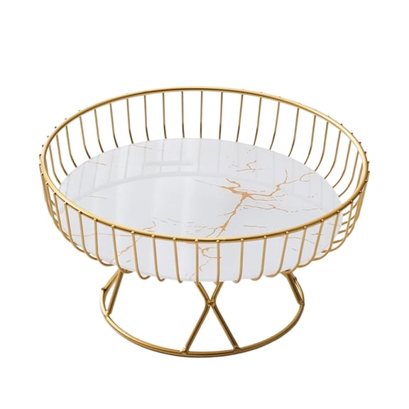 White S Fruit Tray Metal Decorative Serving Basket For Living Room Coffee Table Snacks Candy Fruit Display 9.06X6.89X4.92 Inches Small White
