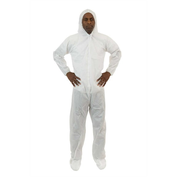 White SMS Coverall with Attached Hood & Boot