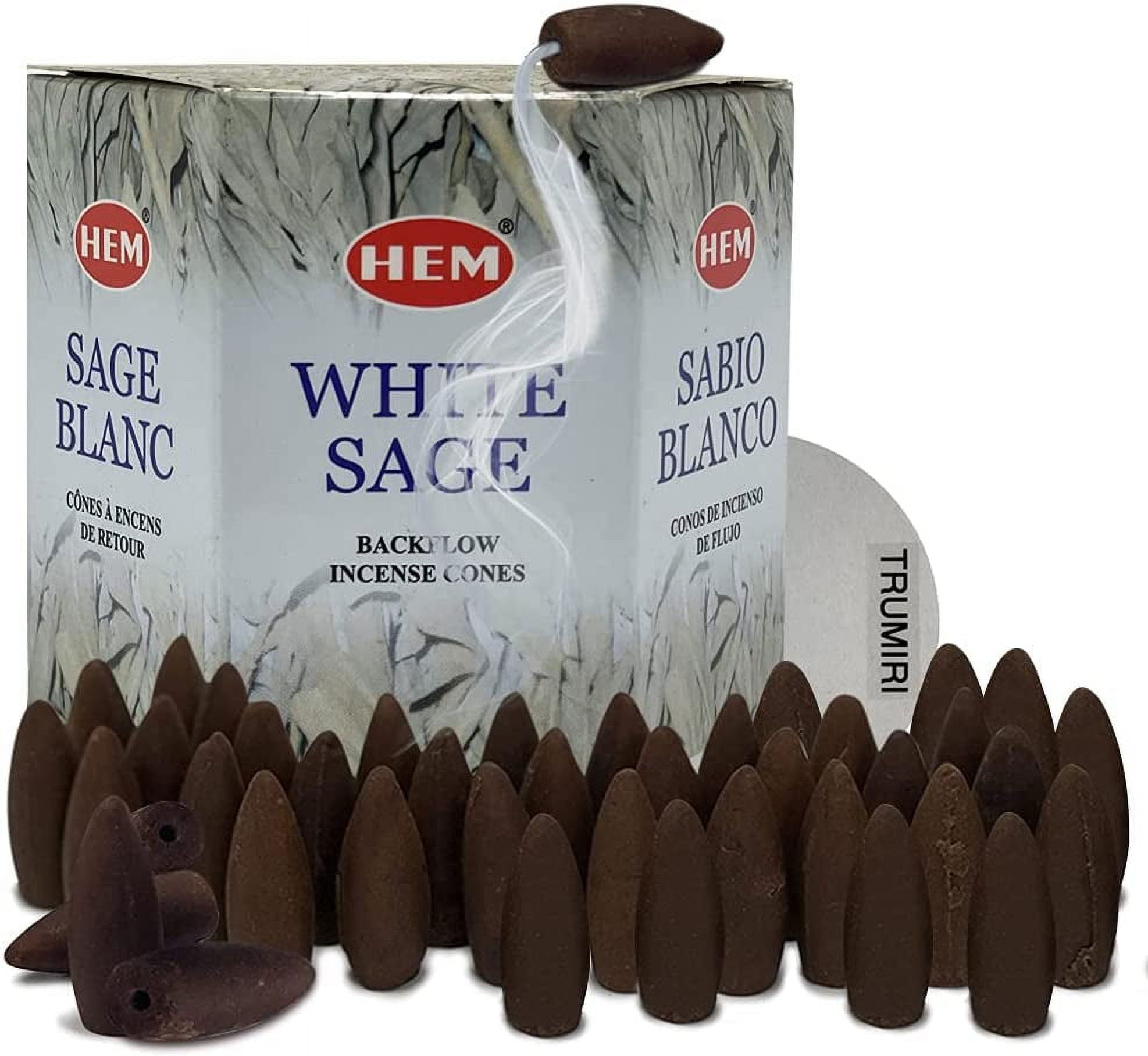 White Sage Backflow Incense Cones For Waterfall And Mat Bundle Inciensos Aromaticos|Incienso|Inciense|Insienso