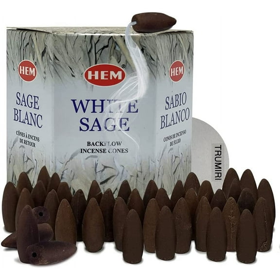 White Sage Backflow Incense Cones For Waterfall And Mat Bundle Inciensos Aromaticos|Incienso|Inciense|Insienso