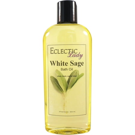 White Sage Bath Oil - Scented Body Oil - Relaxing & Moisturizing Bathing Oil - Fragrance Body Oil For Dry & Rough Sensitive Skin - 8 oz