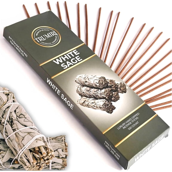 White Sage Incense Sticks - Pack of 100 Insence-Sticks for Cleansing Negative Energy - Made with Natural White Sage Smudge - Non Toxic Salvia Blanca Inciensos - Spiritual Insense Incents