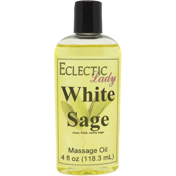 White Sage Massage Oil by Eclectic Lady, 4 oz, Sweet Almond Oil and Jojoba Oil