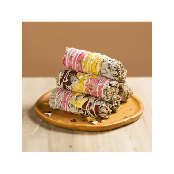 White Sage & Rose Petal Smudge Stick