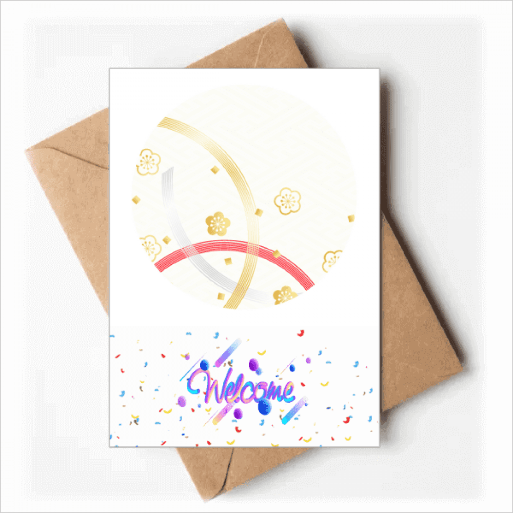 White Sakura Geometry Flowers Pattern Welcome Back Greeting Cards Envelopes Blank