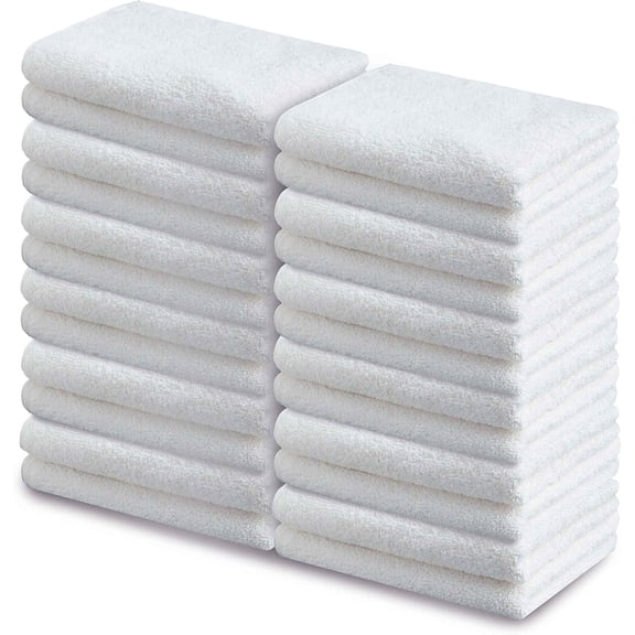 White Salon Towel 24 Pack (Not Bleach Proof, 16 x 26 Inches) Highly Absorbent Hand Towels, Gym Towels, Beauty, Spa and Home Hair Care