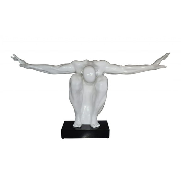 White Saluting Body Builder Made of Resin Mounted on Base Size: 37" x 14" x 19"H