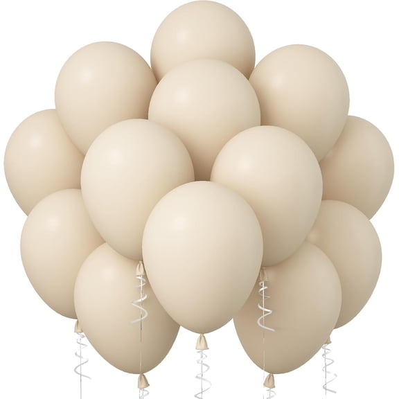 White Sand Balloons, 12 Inch 30 Pcs Beige Balloon Boho White Latex Cream Balloons Matte Off White Sand Neutral Helium Balloons for Birthday Wedding Baby Shower Anniversary Party Decorations