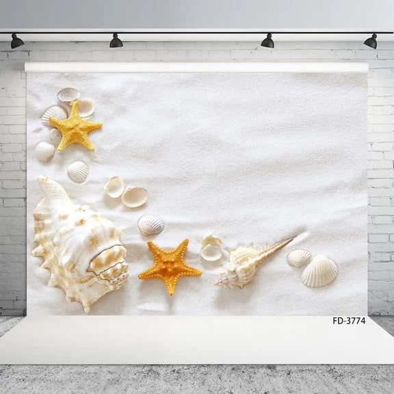 White Sand Beach Star Shell Photography Background Baby Shower Children Portrait Vinyl Backdrop Photocall Photo Studio Props