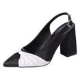 thumbnail image 1 of White Sandals 2024 Spring European and Fashion Versatile Pointed Color Blocked Thick Heels Large Heels Women's Shoes Black 39, 1 of 8