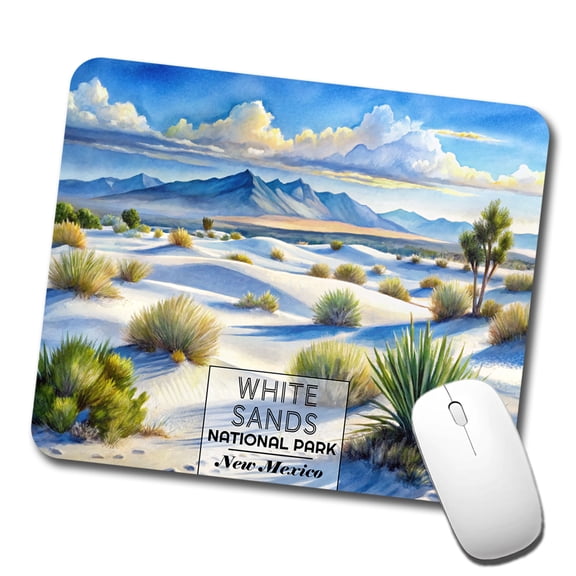 White Sands National Park Desert New Mexico Watercolor Mouse Pad Low Profile Gaming Mat